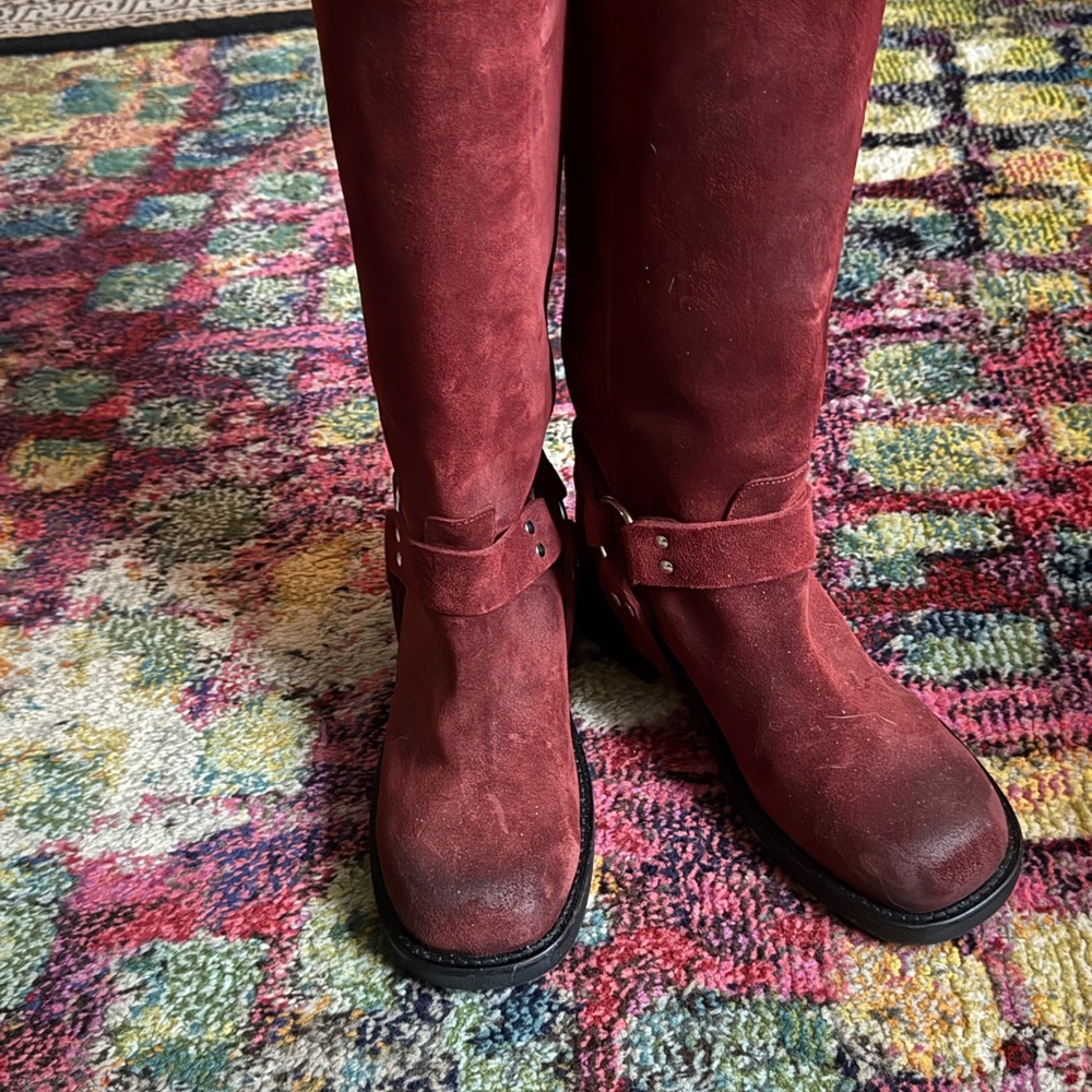 Elegant Maroon Heeled Boots Lucca moto boot Maguire